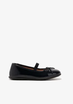 Sapatos De Cerimónia-Conguitos Bailarinas Marinha Feminina Couro Envernizado P&B