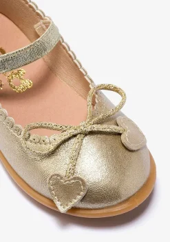 Sapatos De Cerimónia-Conguitos Bailarinas Metalizadas Platina Para Bebé