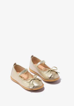 Sapatos De Cerimónia-Conguitos Bailarinas Metalizadas Platina Para Bebé