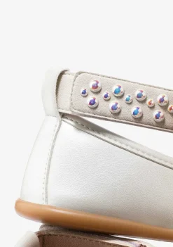 Sapatos De Cerimónia-Conguitos Bailarinas Perolas De Menina Metalizadas P&B