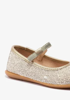Sapatos De Cerimónia-Conguitos Bailarinas Platina De Menina Metalizadas