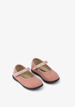Sapatos Rasos-Conguitos Bailarinas Rosa Para Bebé Com Strass