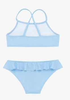 Roupas De Menina-Conguitos Biquini Feminino Com Babados Azulados