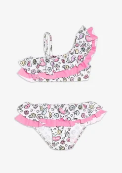 Roupas De Menina-Conguitos Biquini Feminino Com Estampa De Micangas Brancas