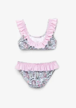 Roupas De Menina-Conguitos Biquini Menina Azul Claro Estampa Sereia