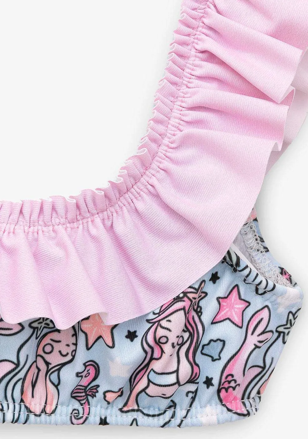 Roupas De Menina-Conguitos Biquini Menina Azul Claro Estampa Sereia