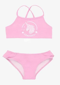 Roupas De Menina-Conguitos Biquini Rosa Menina Com Babados