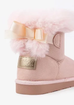 Botas Australianas-Conguitos Botas Australianas Com Laco Rosa Repelente De Agua P&B