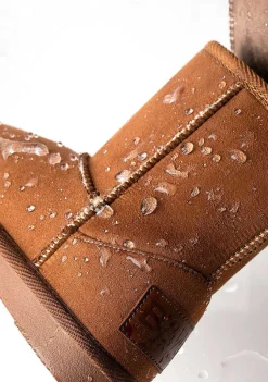 Botas-Conguitos Botas Australianas Com Logotipo Bronzeado Repelente De Agua Em Preto E Branco