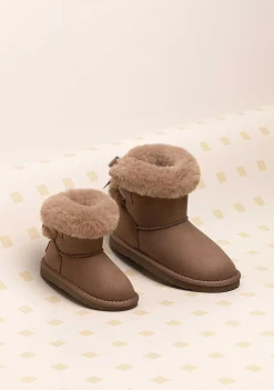 Botas-Conguitos Botas Australianas Com Pele De Arco Taupe Repelente De Agua Preto E Branco