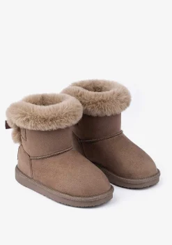 Botas-Conguitos Botas Australianas Com Pele De Arco Taupe Repelente De Agua Preto E Branco