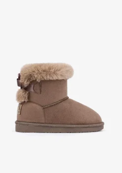 Botas-Conguitos Botas Australianas Com Pele De Arco Taupe Repelente De Agua Preto E Branco