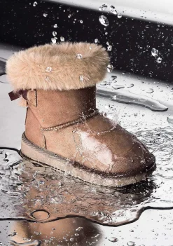 Botas-Conguitos Botas Australianas Com Pele De Arco Taupe Repelente De Agua Preto E Branco