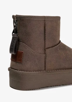Botas-Conguitos Botas Australianas Com Ziper Taupe P&B