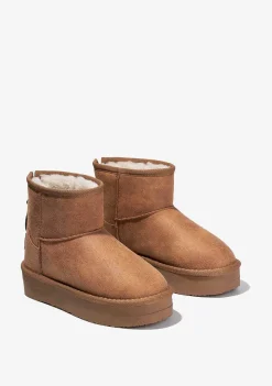 Botas-Conguitos Botas Australianas Com Ziper Bronzeado Preto E Branco