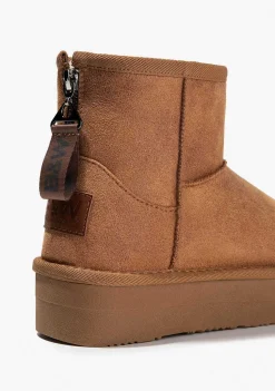 Botas-Conguitos Botas Australianas Com Ziper Bronzeado Preto E Branco