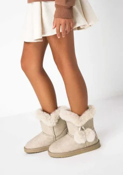 Botas-Conguitos Botas Australianas De Pele Pompom Bege P&B