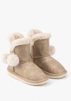 Botas-Conguitos Botas Australianas De Pele Pompom Bege P&B