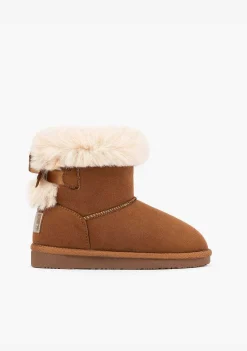 Botas-Conguitos Botas Australianas De Pele Tan Bow Repelente De Agua P&B