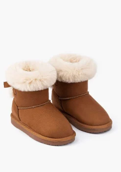 Botas-Conguitos Botas Australianas De Pele Tan Bow Repelente De Agua P&B