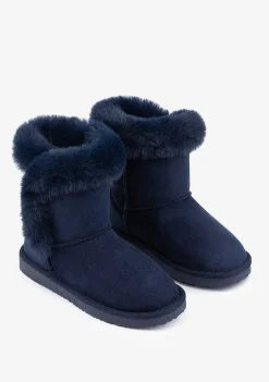 Botas Australianas-Conguitos Botas Australianas De Pele Azul-Marinho Para Menina, Repelentes De Agua P&B