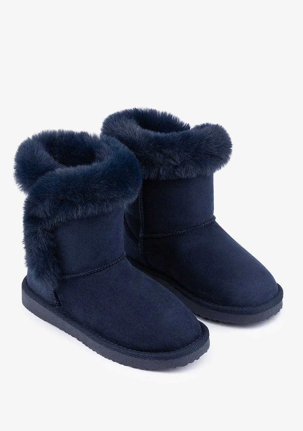 Botas Australianas-Conguitos Botas Australianas De Pele Azul-Marinho Para Menina, Repelentes De Agua P&B