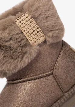 Botas-Conguitos Botas Australianas De Pele De Strass Bronze P&B