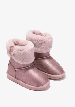 Botas-Conguitos Botas Australianas De Pele De Strass Rosa Preto E Branco