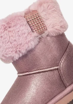 Botas-Conguitos Botas Australianas De Pele De Strass Rosa Preto E Branco