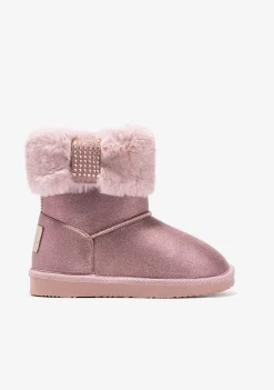Botas-Conguitos Botas Australianas De Pele De Strass Rosa Preto E Branco
