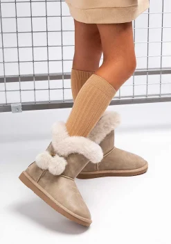 Botas Australianas-Conguitos Botas Australianas Nobuck Bege P&B
