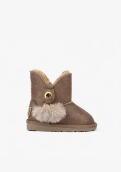 Botas Australianas-Conguitos Botas Australianas Pompon Taupe Para Bebé