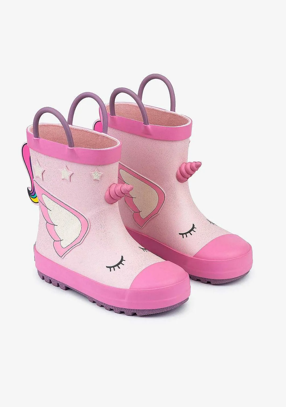 Botas De Chuva-Conguitos Botas De Chuva Unicornio Rosa Claro De Borracha
