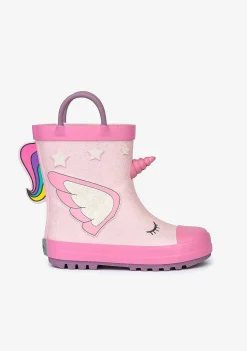 Botas De Chuva-Conguitos Botas De Chuva Unicornio Rosa Claro De Borracha