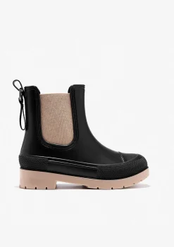 Botas De Chuva-Conguitos Botas De Chuva Unissex Pretas Bege P&B