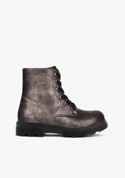 Botas-Conguitos Botas De Combate Metalizadas Bronze