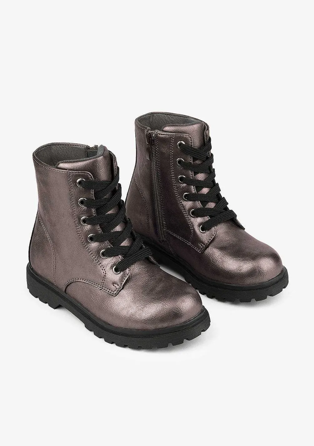 Botas-Conguitos Botas De Combate Metalizadas Bronze
