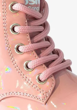 Botas-Conguitos Botas De Combate Rosa Iridescentes Para Bebé