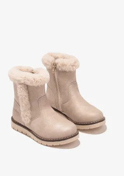 Botas-Conguitos Botas De Pele Bege De Menina Napa