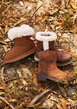 Botas-Conguitos Botas De Pele Castanha De Menina Napa