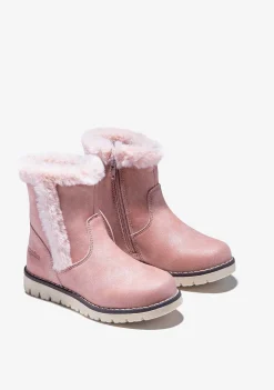Botas-Conguitos Botas De Pele Rosa De Menina Napa