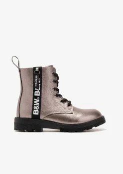Botas-Conguitos Botas Femininas Com Logotipo Militar Em Preto E Branco