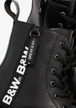 Botas-Conguitos Botas Femininas Pretas Com Logotipo Militar Preto E Branco