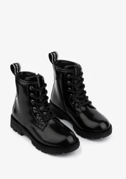 Botas-Conguitos Botas Militares Pretas De Menina P&B
