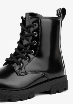 Botas-Conguitos Botas Militares Pretas De Menina P&B