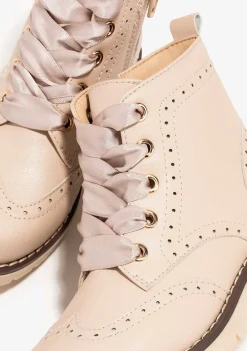 Botas-Conguitos Botas Oxford Bege De Menina