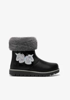 Botas-Conguitos Botas Unicornio Pretas De Menina