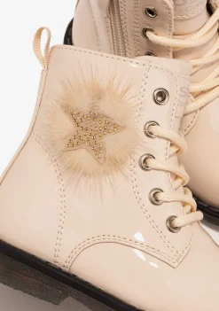 Botas-Conguitos Botins Bebé Com Cordao Pompom Bege