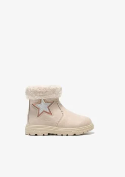 Botas-Conguitos Botins Bebé Pele Estrela Bege
