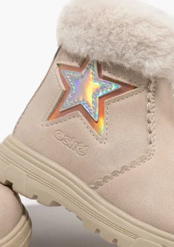Botas-Conguitos Botins Bebé Pele Estrela Bege